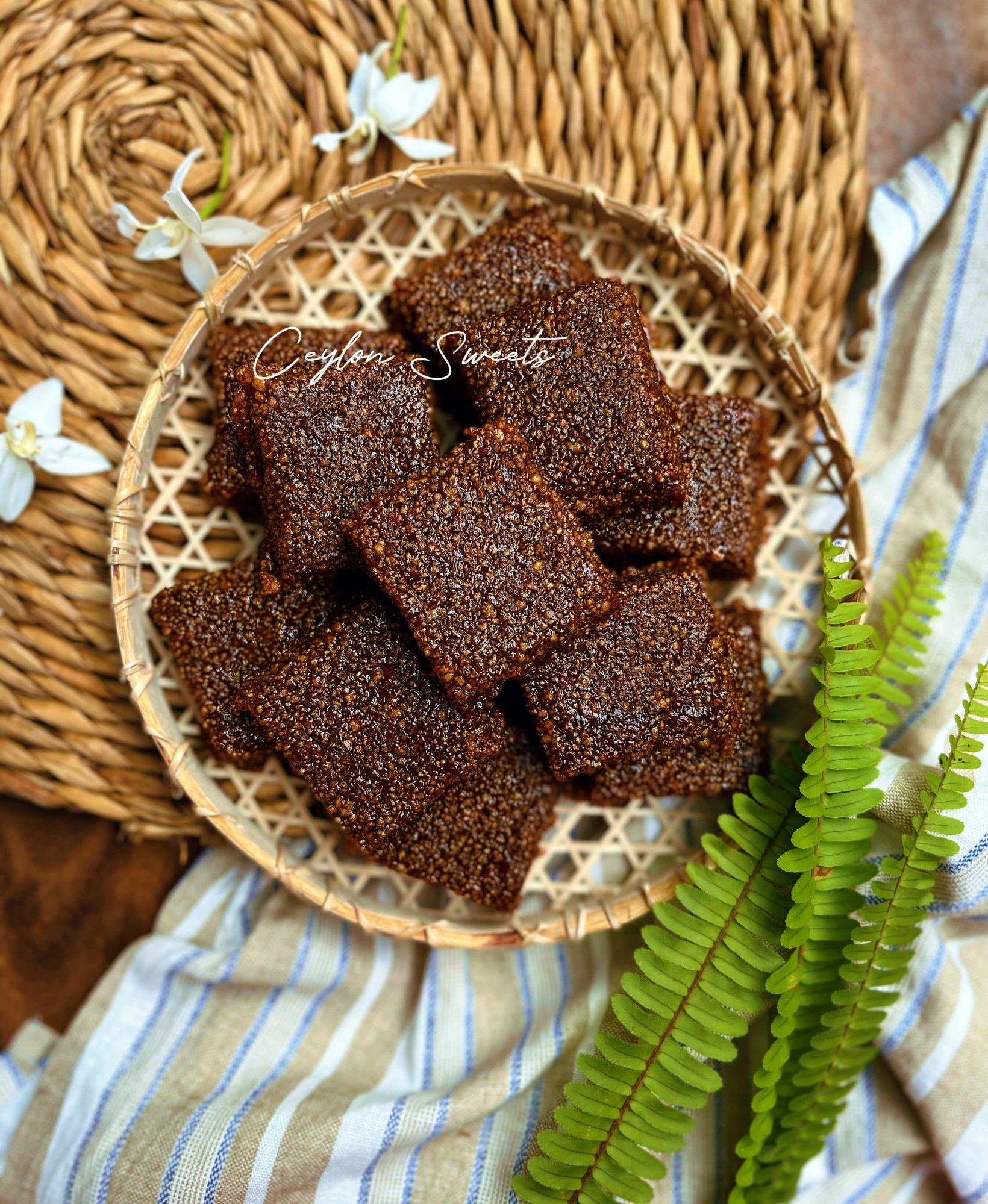 A basket of traditional aluwa squares